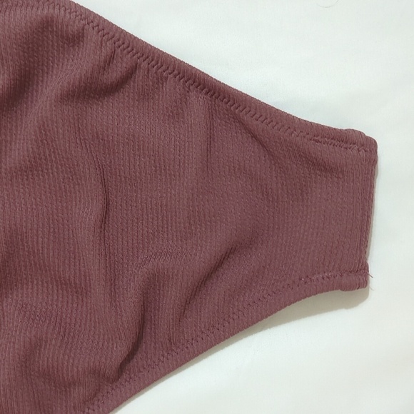 Cupshe One Piece Ribbed Cut Out Side One Shoulder Swimsuit, Color Coffee Size S - Picture 11 of 16